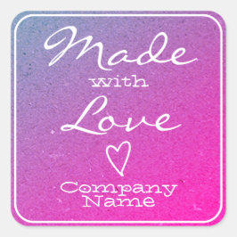 Rosa mit Liebe Labels Kraft Papier Herz Quadratischer Aufkleber