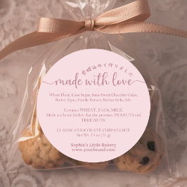 Rosa Mit Liebe Schriftzutatenbäckerei Runder Aufkleber