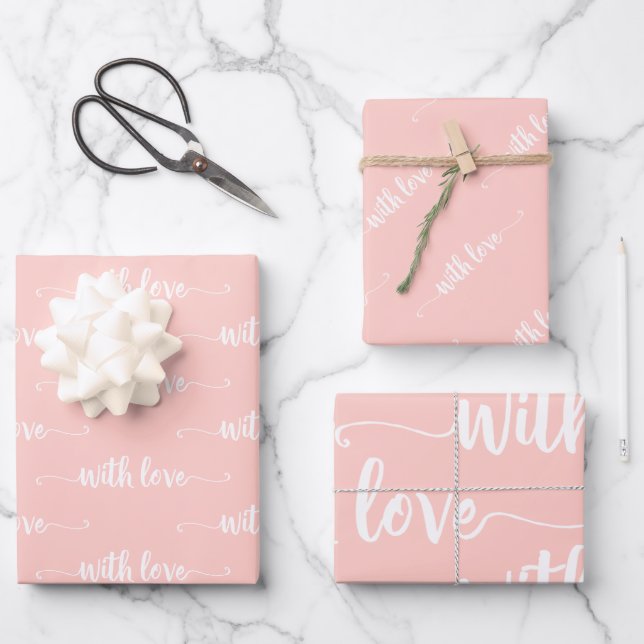 Rosa mit Liebe und Papierfolien Geschenkpapier Set (Vorderseite)