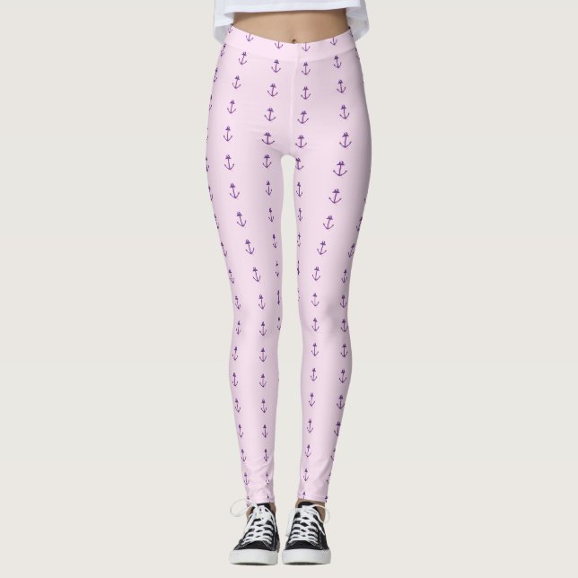 Rosa mit Lila Ankerpunkten Leggings (Vorderseite)