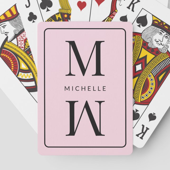 Rosa Mit Monogramm Einfache Erstere Moderne Name G Spielkarten (Pink Monogrammed Simple Initial Modern Name Girly Poker Cards)
