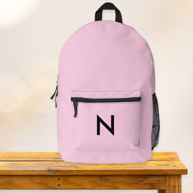 Rosa Mit Monogramm Elegante Hübsch Moderne Moderne Bedruckter Rucksack (A stylish pink backpack to personalize with the recipient's initial as a monogram)
