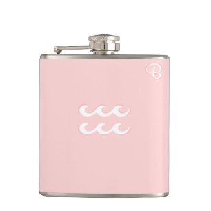 Rosa Mit Monogramm Flasche - Zodiac - Aquarius Flachmann