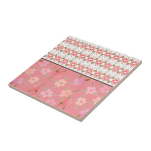 Rosa mit Pfirsichblüte Fliese