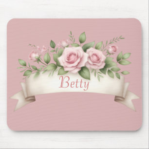 Rosa mit rosa Errötungseffekt und individuellem Na Mousepad