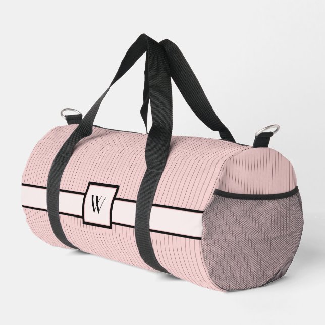 Rosa mit schwarzem Pinstreifen Duffle Bag (Rechte Ecke)