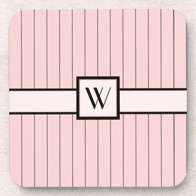 Rosa mit schwarzem Pinstripes Square Untersetzer (Vorderseite)