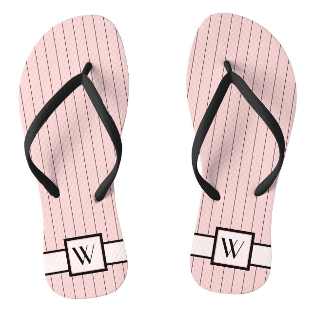 Rosa mit schwarzen Pinstripes Flip Flops (Fußbett)