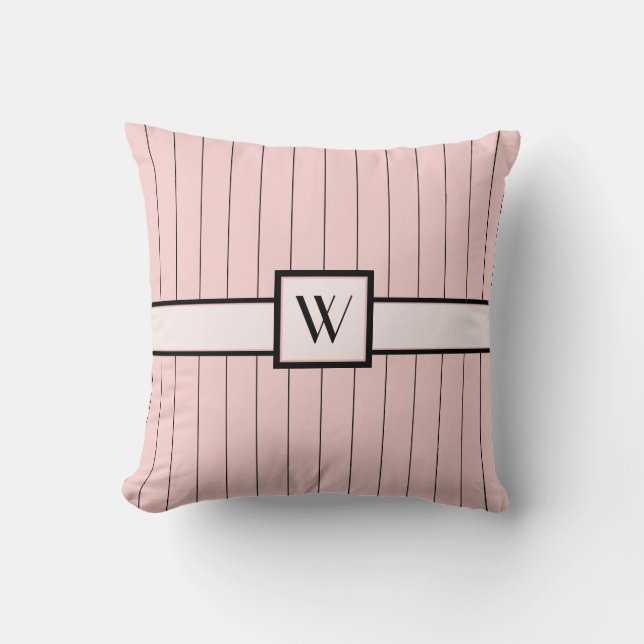 Rosa mit schwarzen Pinstripes Kissen (Vorderseite)