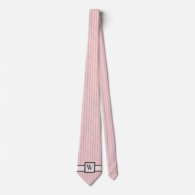 Rosa mit schwarzen Pinstripes Krawatte (Vorderseite)