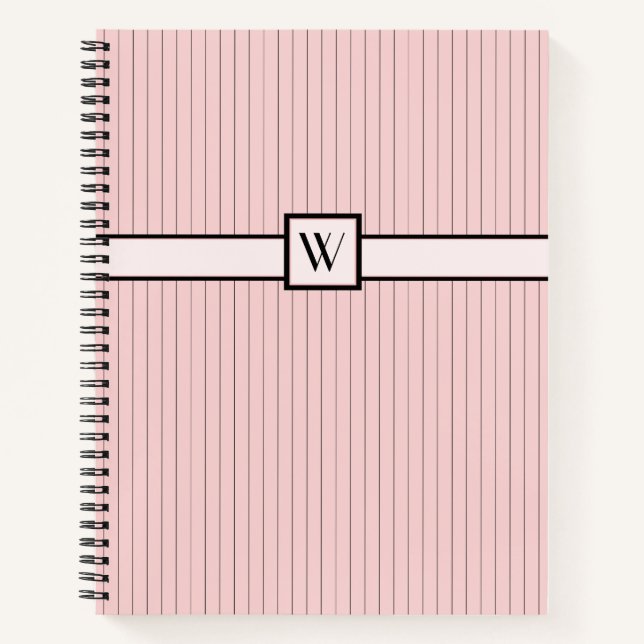 Rosa mit schwarzen Pinstripes Spiral-Notebook Notizbuch (Vorderseite)