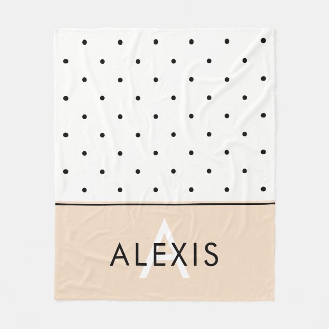 Rosa mit schwarzen und weißen Polka-Punkten Fleecedecke (Vorderseite)