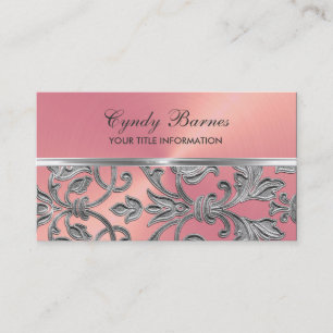 Rosa mit SilberDamaskus-Visitenkarte Visitenkarte