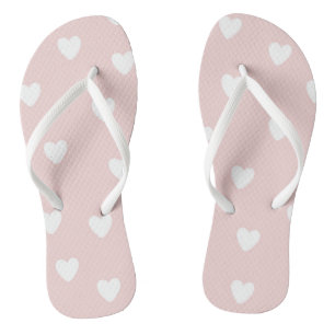 Rosa mit weißem Herzen Flip Flops