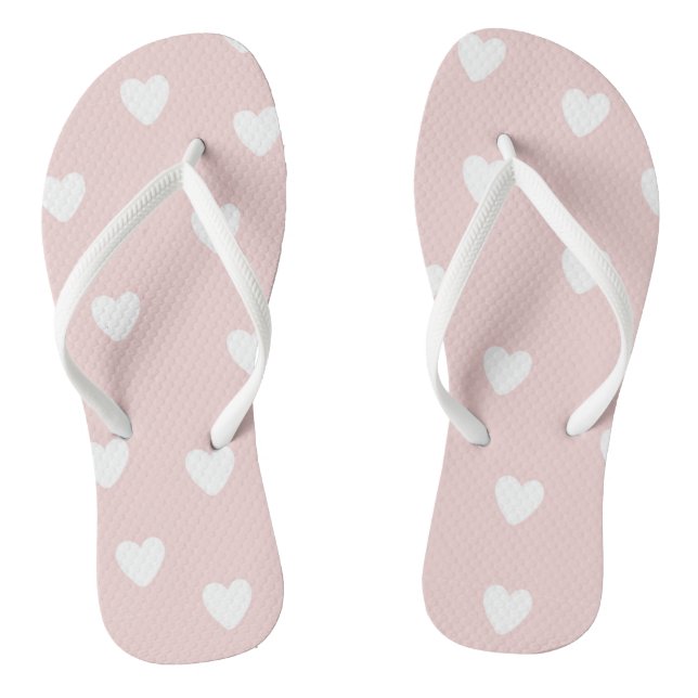 Rosa mit weißem Herzen Flip Flops (Fußbett)