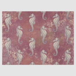 Rosa mit Weißem Seepferd-Dekopulationspapier Seidenpapier