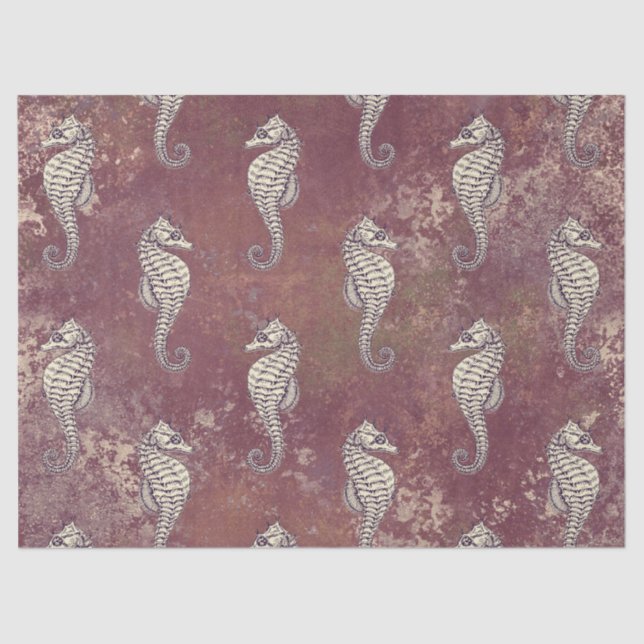 Rosa mit Weißem Seepferd-Dekopulationspapier Seidenpapier (Vorderseite)