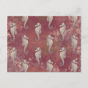 Rosa mit weißem Seepferd Postkarte