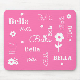 Rosa mit weißen Blume, individuell angepasstes Mau Mousepad