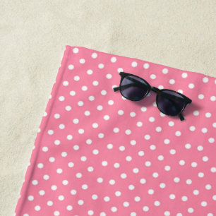 Rosa mit weißen Polka-Punkten Strandtuch