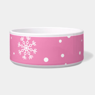 Rosa mit weißen Punkten und Schneeflocken Napf