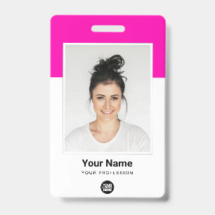 Rosa Mitarbeiter riesige Foto Qr Bar Code Logo Nam Ausweis