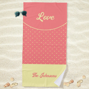 Rosa Mittelalter Gelbe Retro Dots Sommerliche Lieb Strandtuch