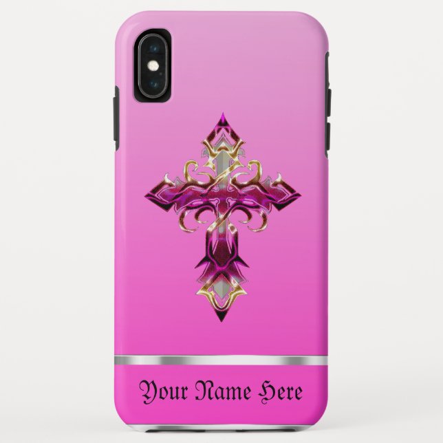 Rosa Mittelalterliches Cross iPhone XS Max Fall Case-Mate iPhone Hülle (Rückseite)