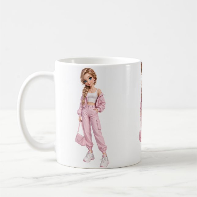 Rosa Mode-Mädchen-Tasse Kaffeetasse (Links)