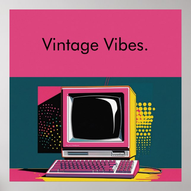 Rosa Modern Art Vintage-Computer-Plakat Poster (Vorne)