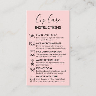 Rosa Modern Cup Care Instructions Logo Visitenkarte