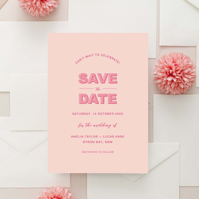 Rosa Modern formatierter Text Save the Date Einladung (Von Creator hochgeladen)