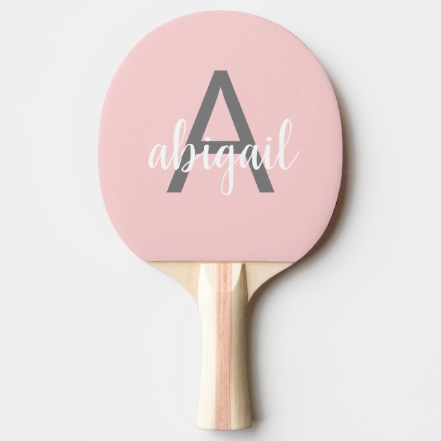 Rosa Modern Girly Monogram Pong Paddle Tischtennis Schläger (Vorderseite)