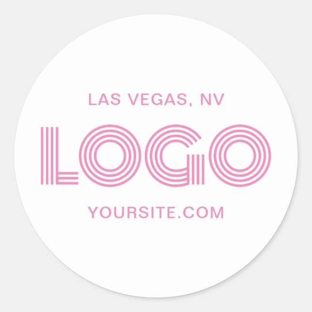 Rosa Modern Logo-Promo Runder Aufkleber (Vorderseite)