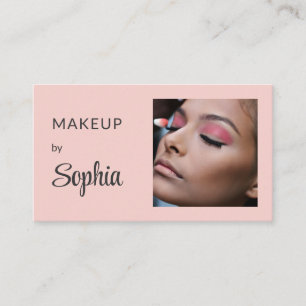 Rosa modern minimalist Foto-Make-up-Geschäft Visitenkarte