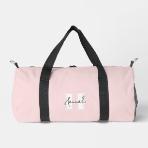 Rosa Modern Minimalistisch Mit Monogramm Duffle Bag