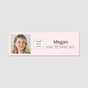 Rosa modern minimalistisches Logo Foto Nägel Namensschild