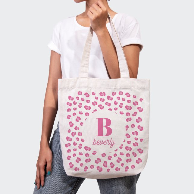 Rosa Modern Monogram Name Initial Tote Bag (Von Creator hochgeladen)