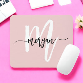 Rosa Modern Script Girl Monogram Name Mousepad