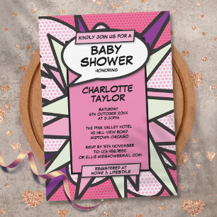 Rosa moderne Babyparty Spaß Baby Mädchen Einladung