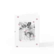 Rosa moderne Babypfotocollage-Geburtsanzeige