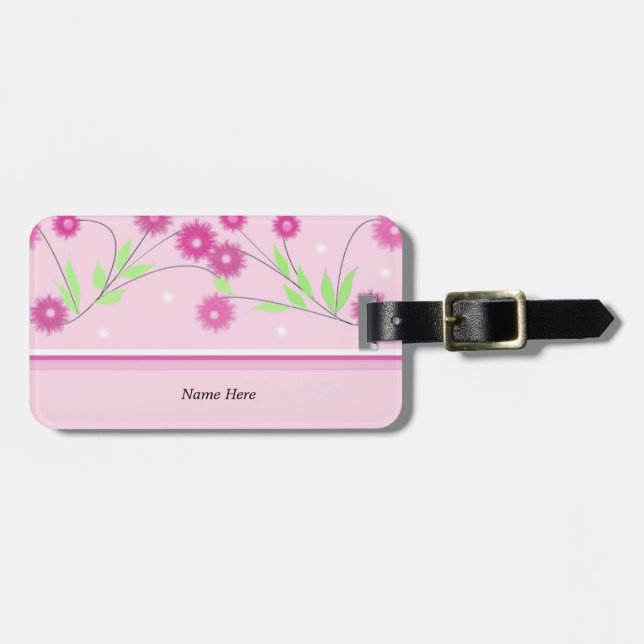 Rosa Moderne Blumen Gepäckanhänger (Vorderseite horizontal)