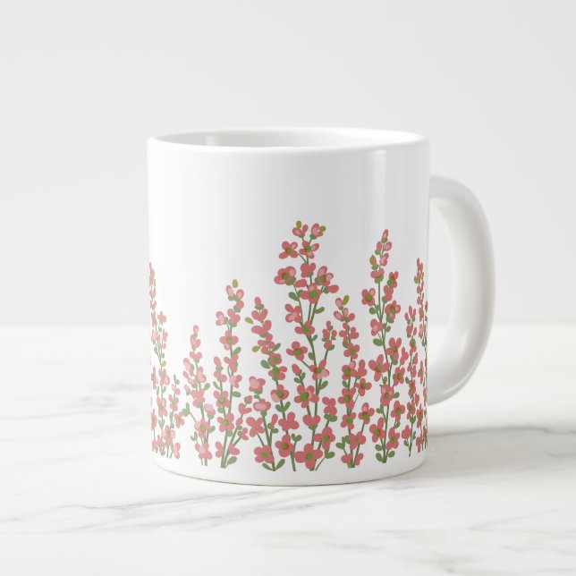 Rosa Moderne Blumenblüten Jumbo-Tasse (Vorderseite Rechts)
