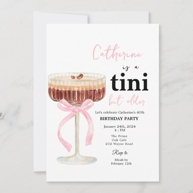 Rosa moderne Bogen Kaffee Cocktail Geburtstag Einladung (Vorderseite)