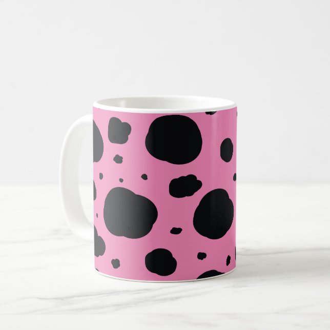rosa, moderne dalmatinische Flecken Kaffeetasse (Vorderseite Links)