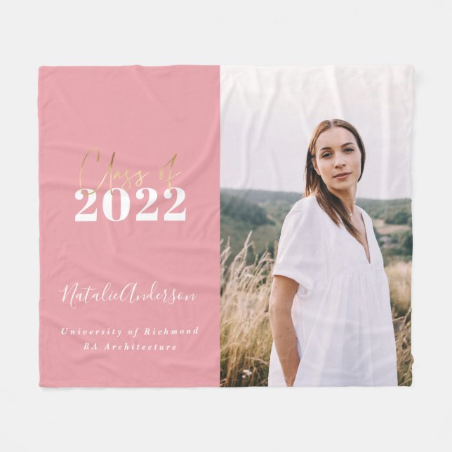 rosa moderne Drehbuch grad Multi-Foto-Klasse von 2 Fleecedecke (Vorderseite (Horizontal))