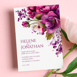 Rosa Moderne Elegante Hochzeit der Flora und Fauna Einladung