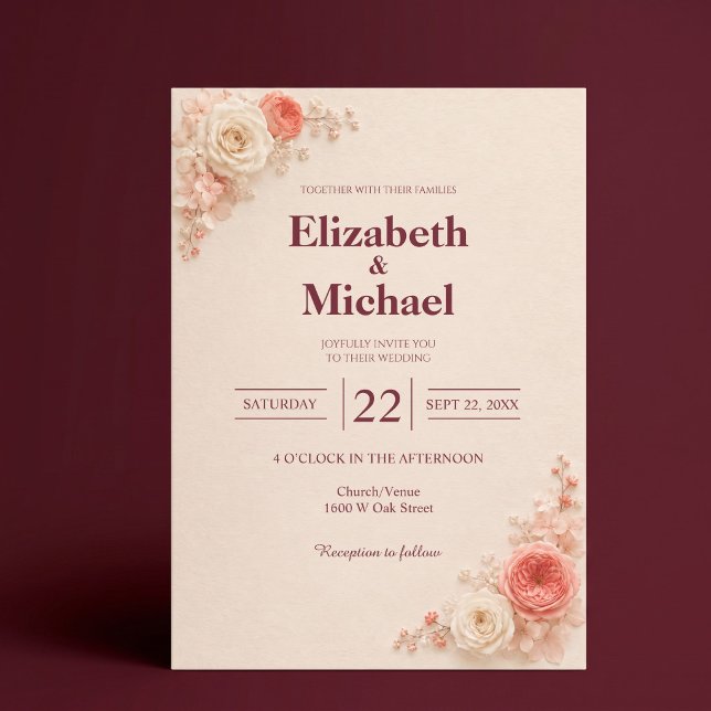 Rosa moderne elegante Hochzeit Einladung (Von Creator hochgeladen)