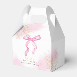 Rosa Moderne Elegante Watercolor Bow Babydusche Geschenkschachtel