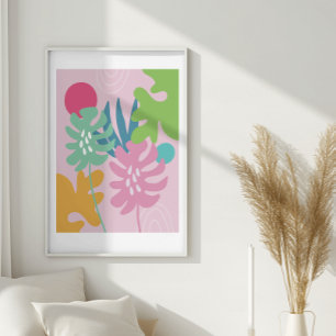 Rosa moderne florale tropische abstrakte einfache  poster